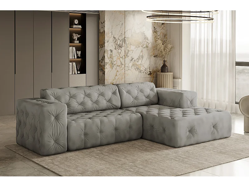 Ecksofa LUX L-Form, Stoff Whisper, Silber, Rechts