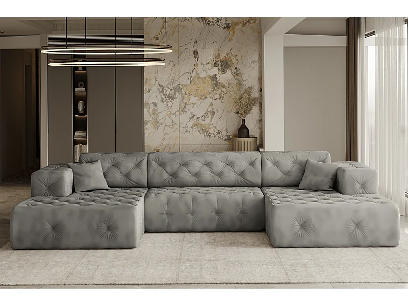 Ecksofa LUX U-Form, Stoff Whisper, Silber
