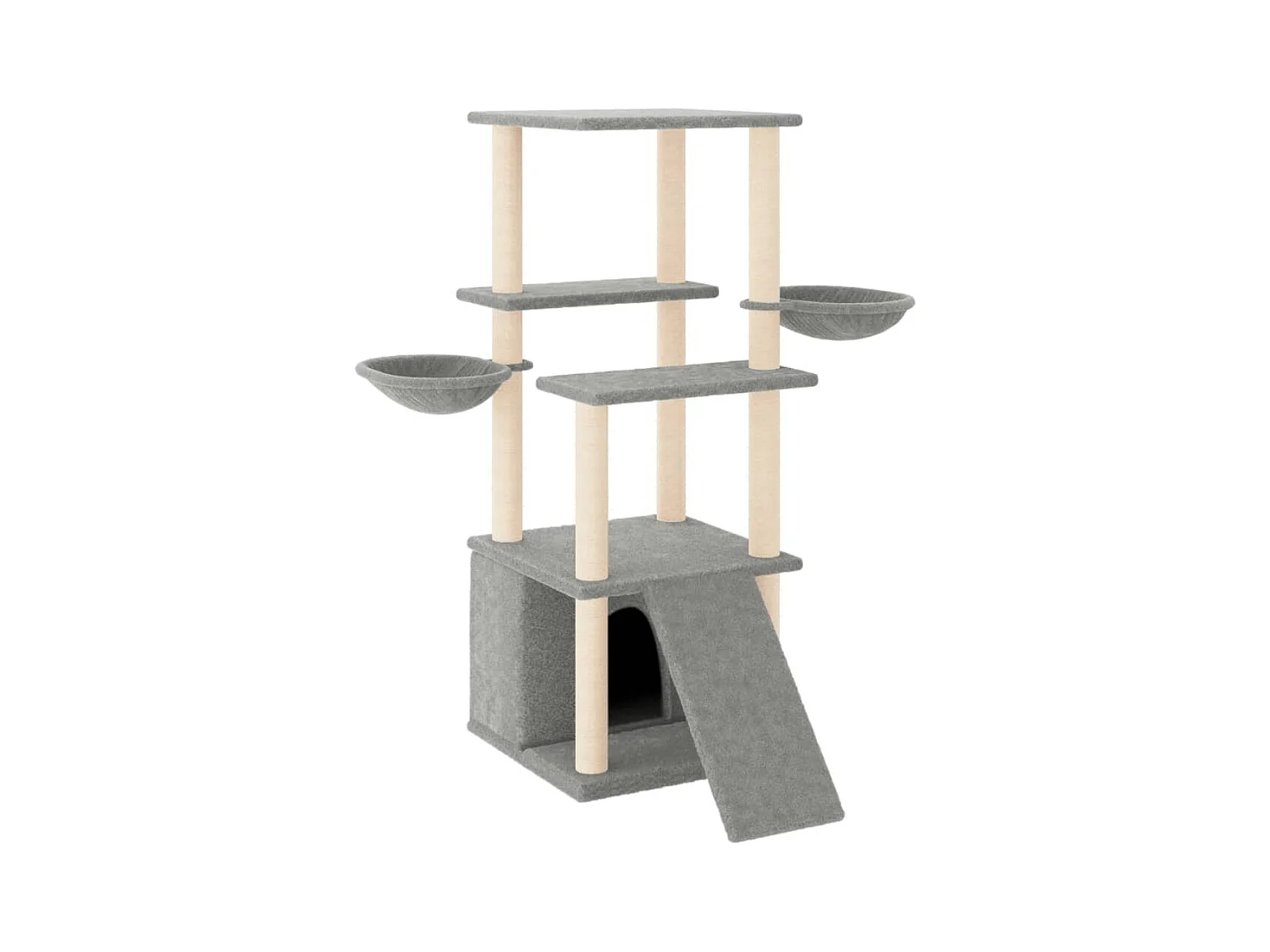 Caithlyn  Arbre à chat avec griffoirs en sisal gris clair 133 cm
