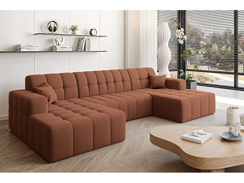 Ecksofa NIMES U-Form, Stoff Portland, Kupfer