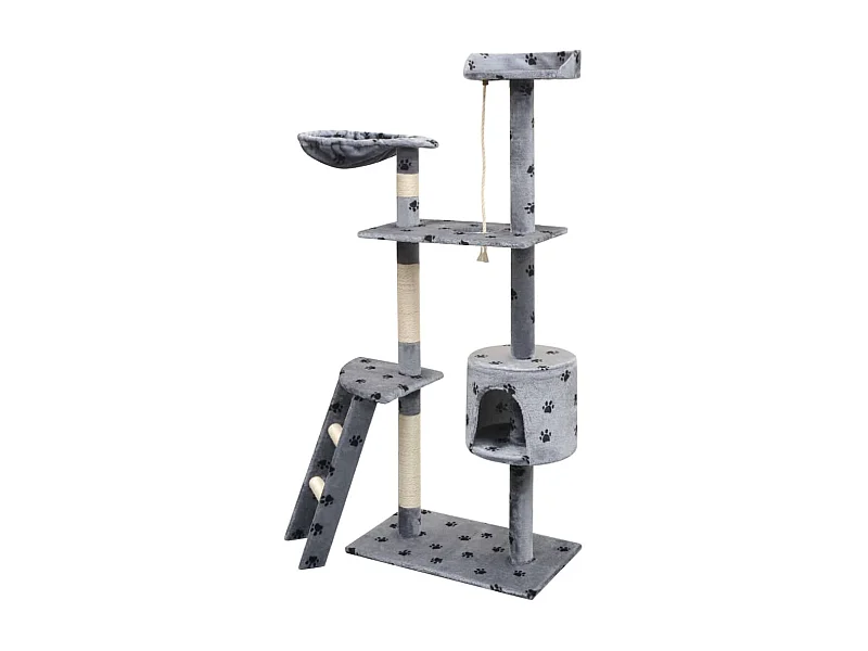 Bellmead  Arbre à chat et griffoir Sisal 150 cm Empreintes de pattes Gris