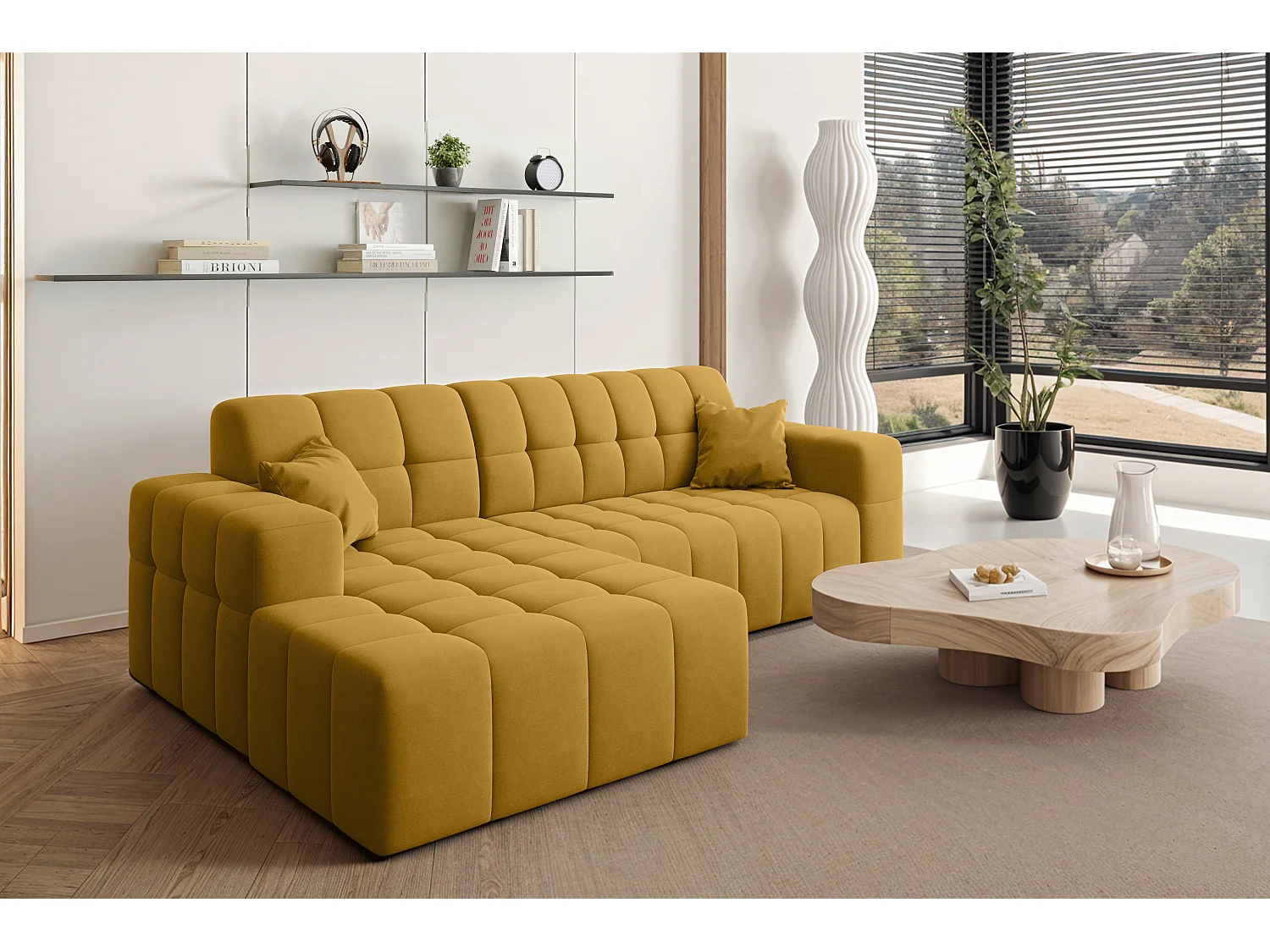 Ecksofa NIMES L-Form, Stoff Portland, Gelb, Links