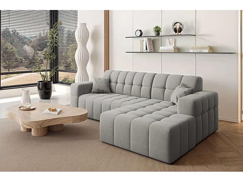 Ecksofa NIMES L-Form, Stoff Portland, Grau, Rechts