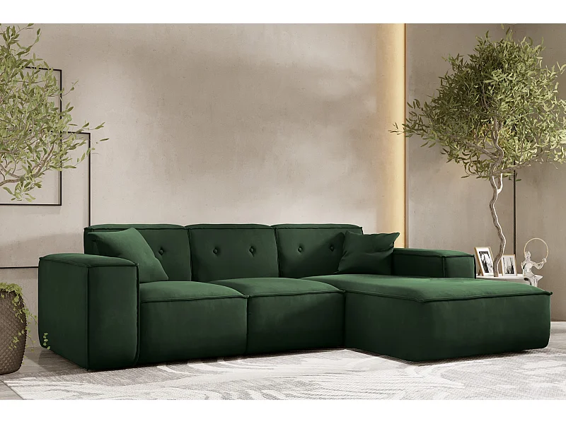 Ecksofa PULA L-Form, Stoff Opera Velvet, Dunkelgrün, Rechts