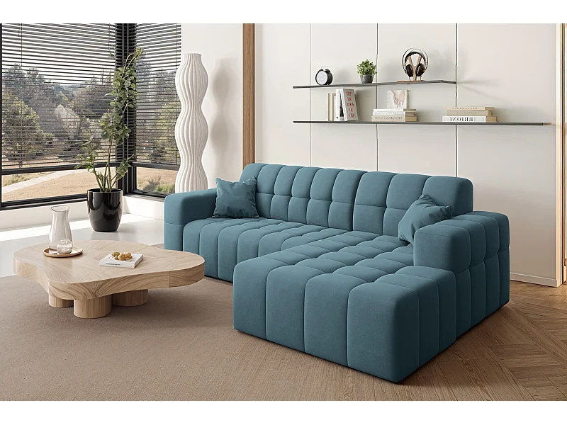 Ecksofa NIMES L-Form, Stoff Portland, Blau, Rechts
