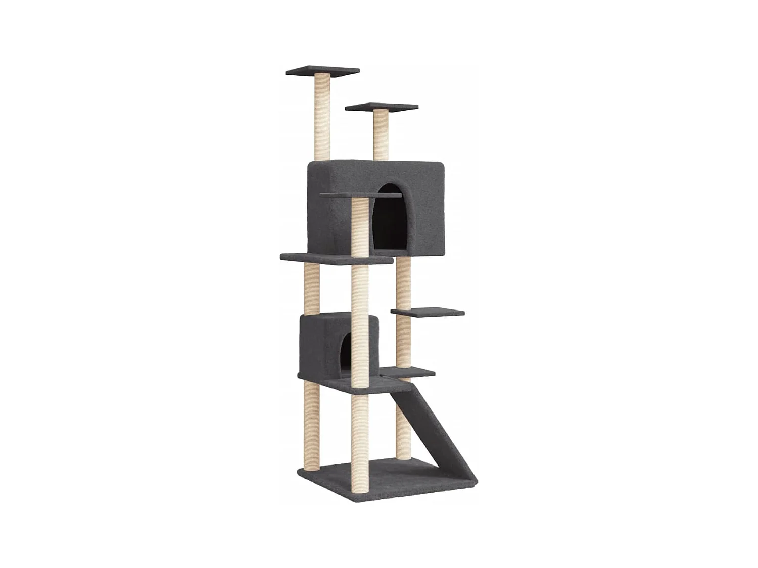 Hemet  Arbre à chat avec griffoirs en sisal Gris foncé 153 cm