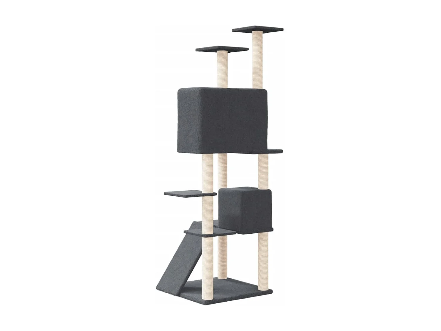 Hemet  Arbre à chat avec griffoirs en sisal Gris foncé 153 cm