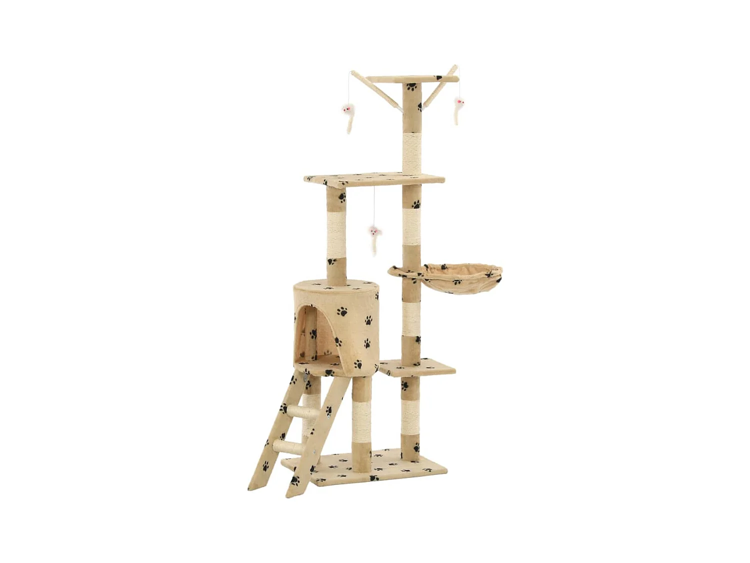 Nohr  Arbre à chat avec griffoir en sisal 138cm Beige Motif de pattes