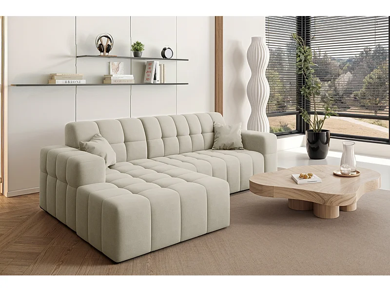 Ecksofa NIMES L-Form, Stoff Portland, Ecru, Links