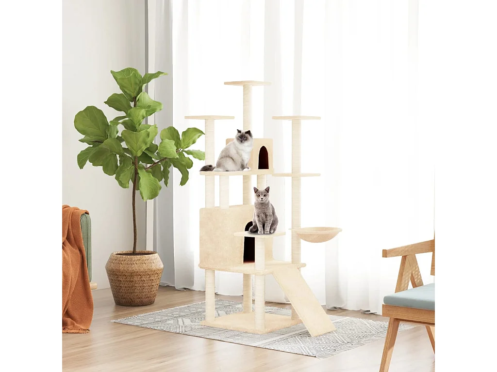 Coeur d'Alene  Rascador para gatos con postes de sisal crema 154 cm