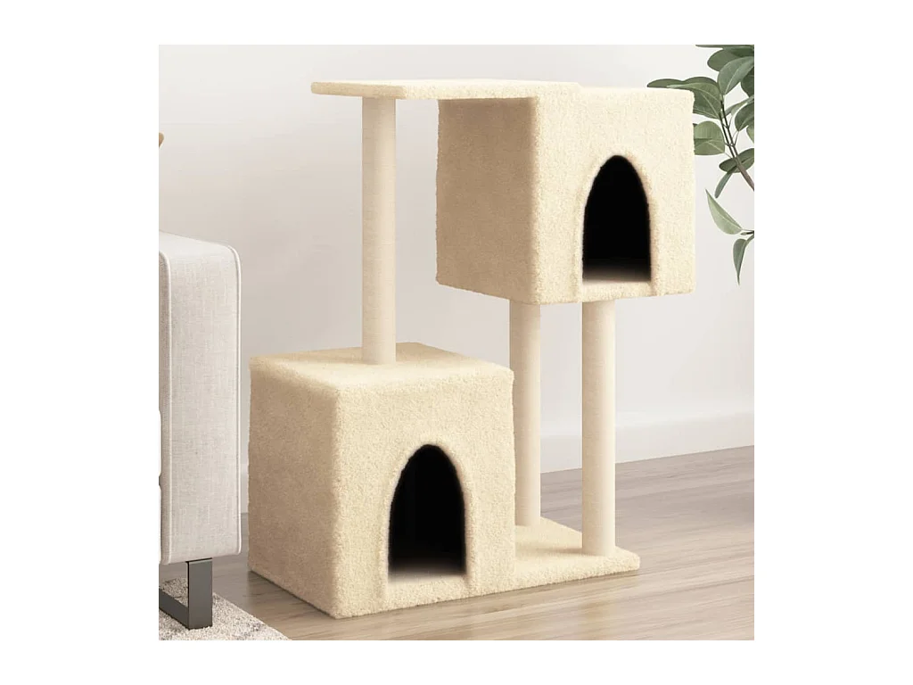 Leanna  Arbre à chat avec griffoirs en sisal Crème 86 cm
