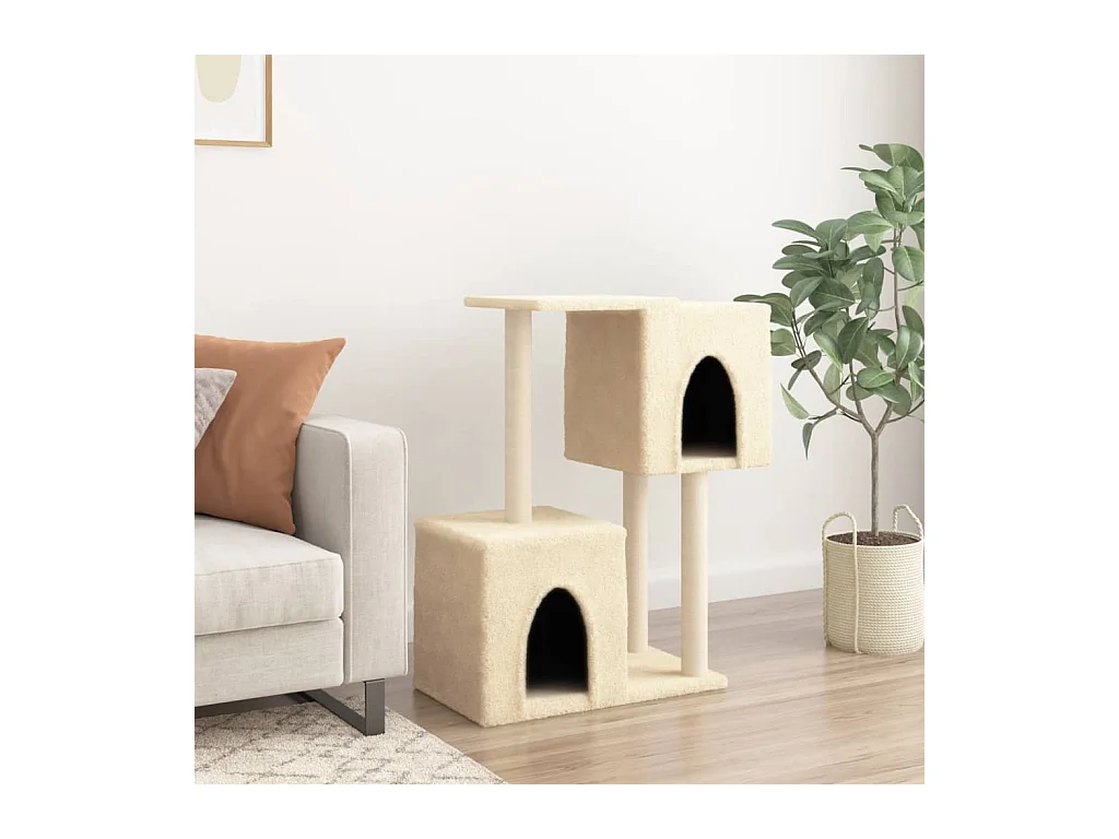 Leanna  Arbre à chat avec griffoirs en sisal Crème 86 cm