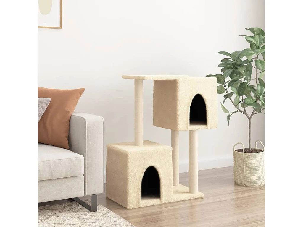 Leanna  Arbre à chat avec griffoirs en sisal Crème 86 cm