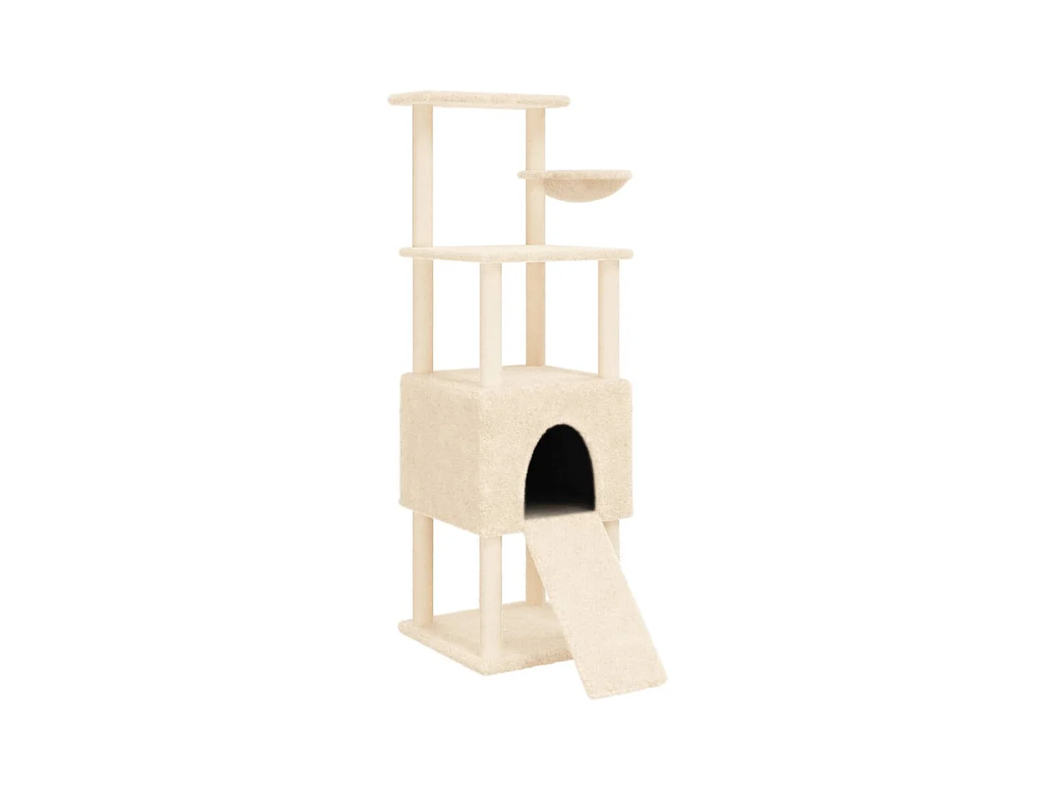 Andøy  Arbre à chat avec griffoirs en sisal Crème 153 cm