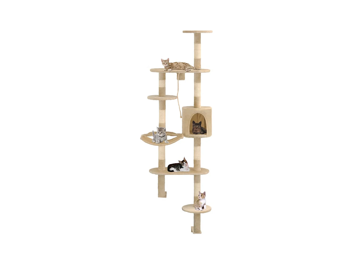 Pilnar  Arbre à chat avec griffoirs en sisal Montage mural 194 cm Beige