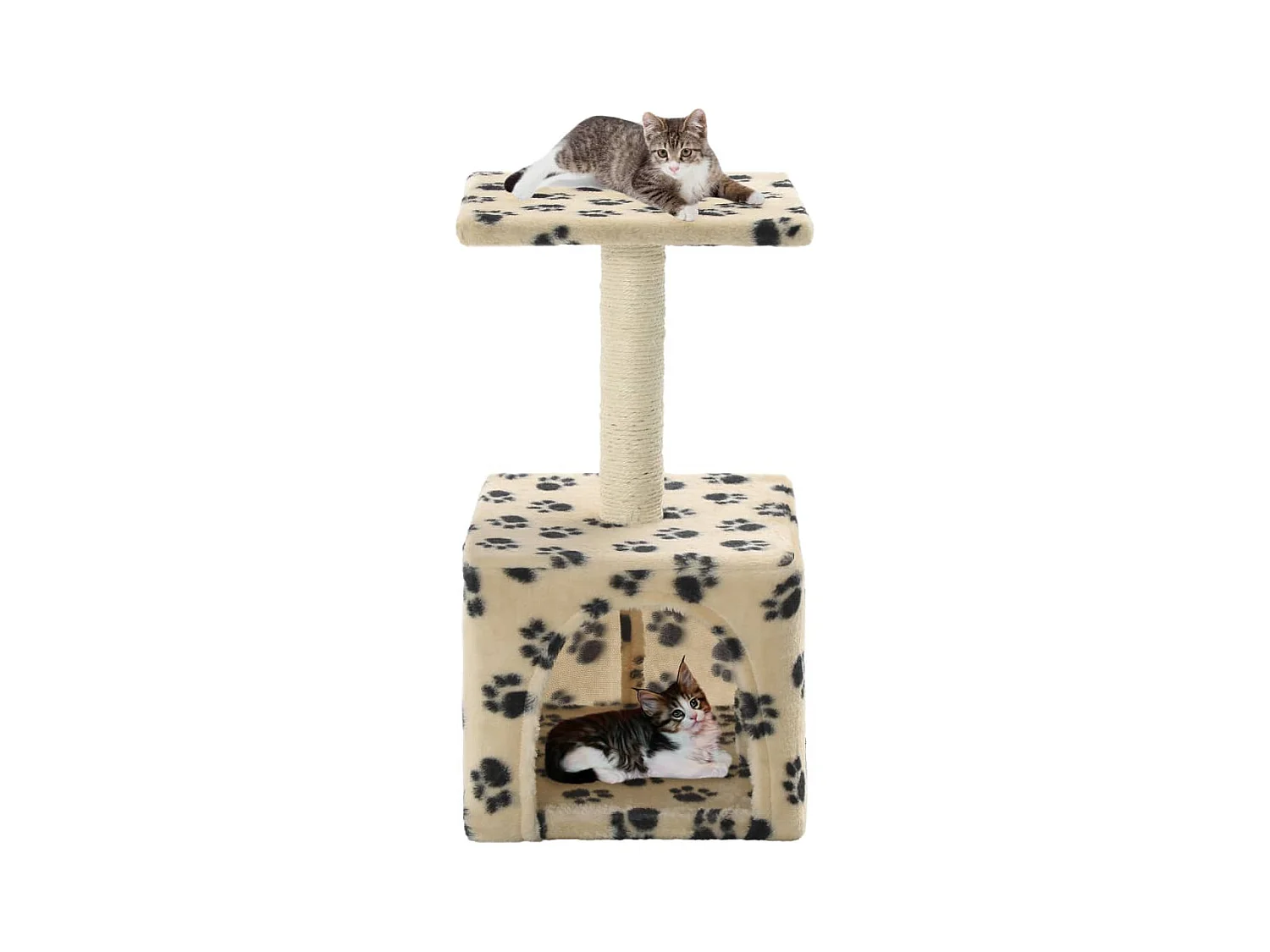 Sara Teresa  Arbre à chat avec griffoirs en sisal 55 cm Beige Motif de pattes