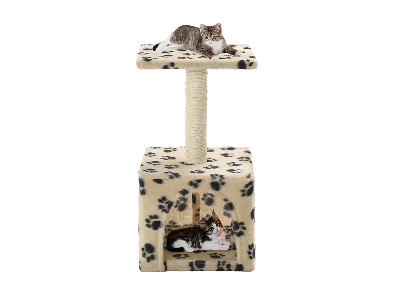Sara Teresa  Rascador para gatos con poste de sisal 55 cm huellas beige