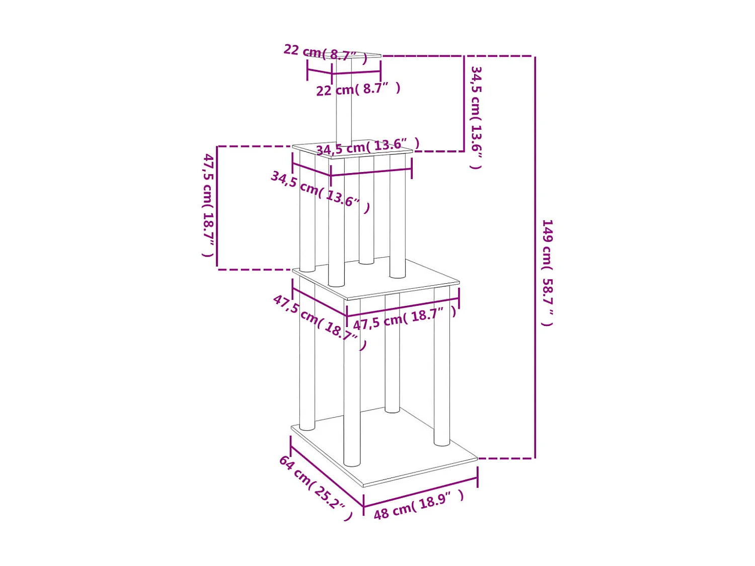 Sophie-Charlotte  Arbre à chat avec griffoirs en sisal gris foncé 149 cm