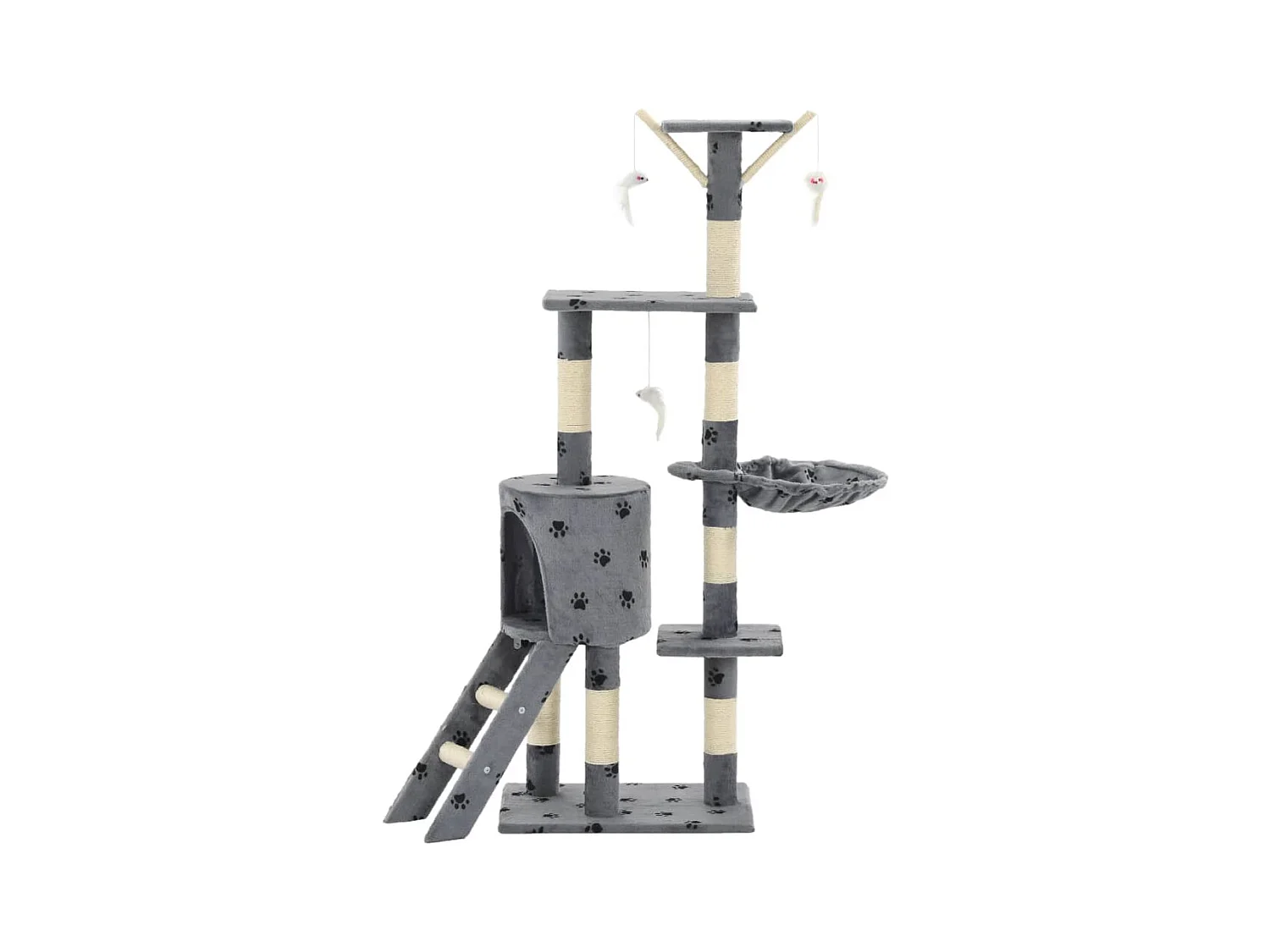 Nohr  Arbre à chat avec griffoir en sisal 138 cm Gris Motif de pattes