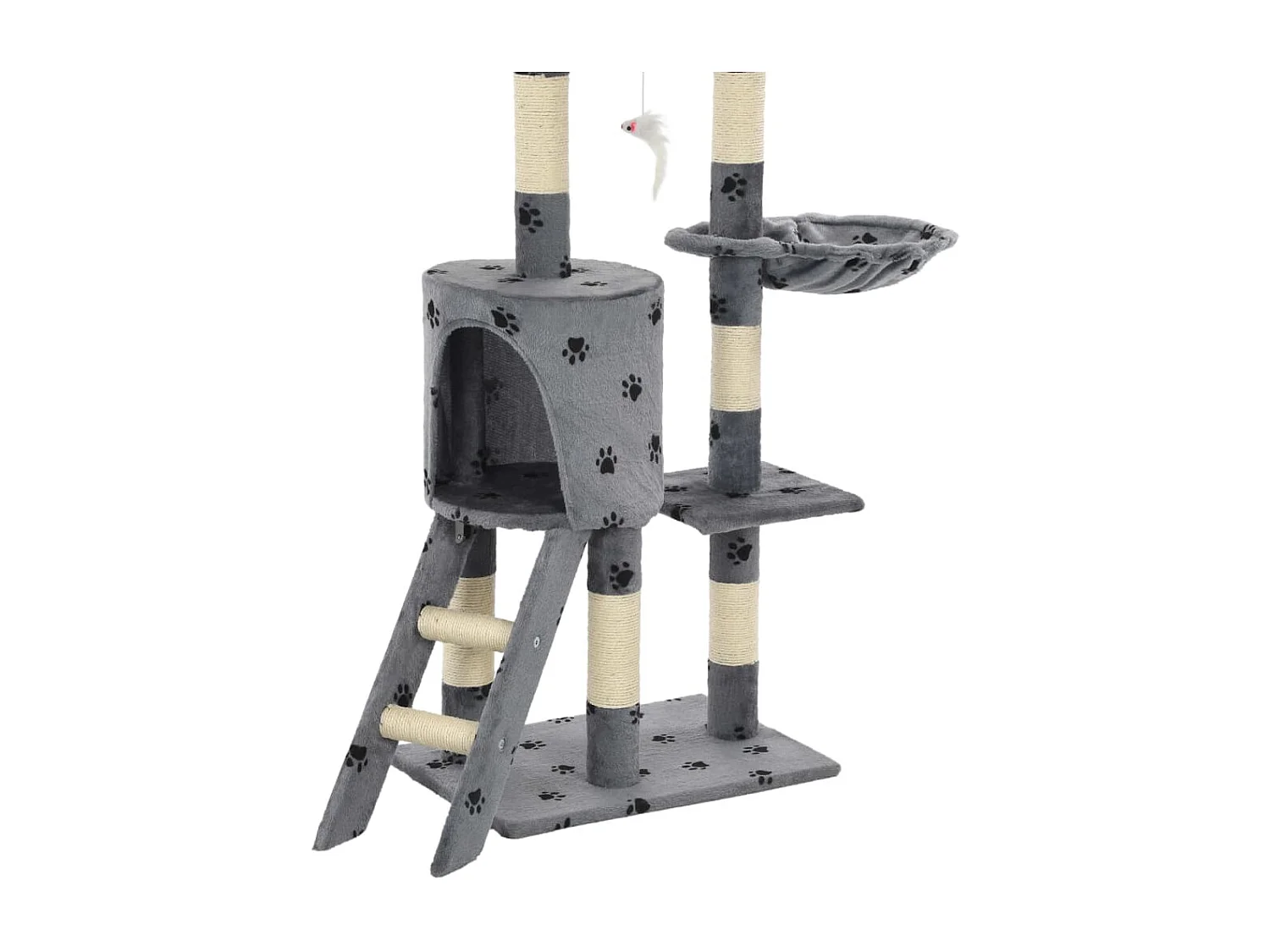 Nohr  Arbre à chat avec griffoir en sisal 138 cm Gris Motif de pattes