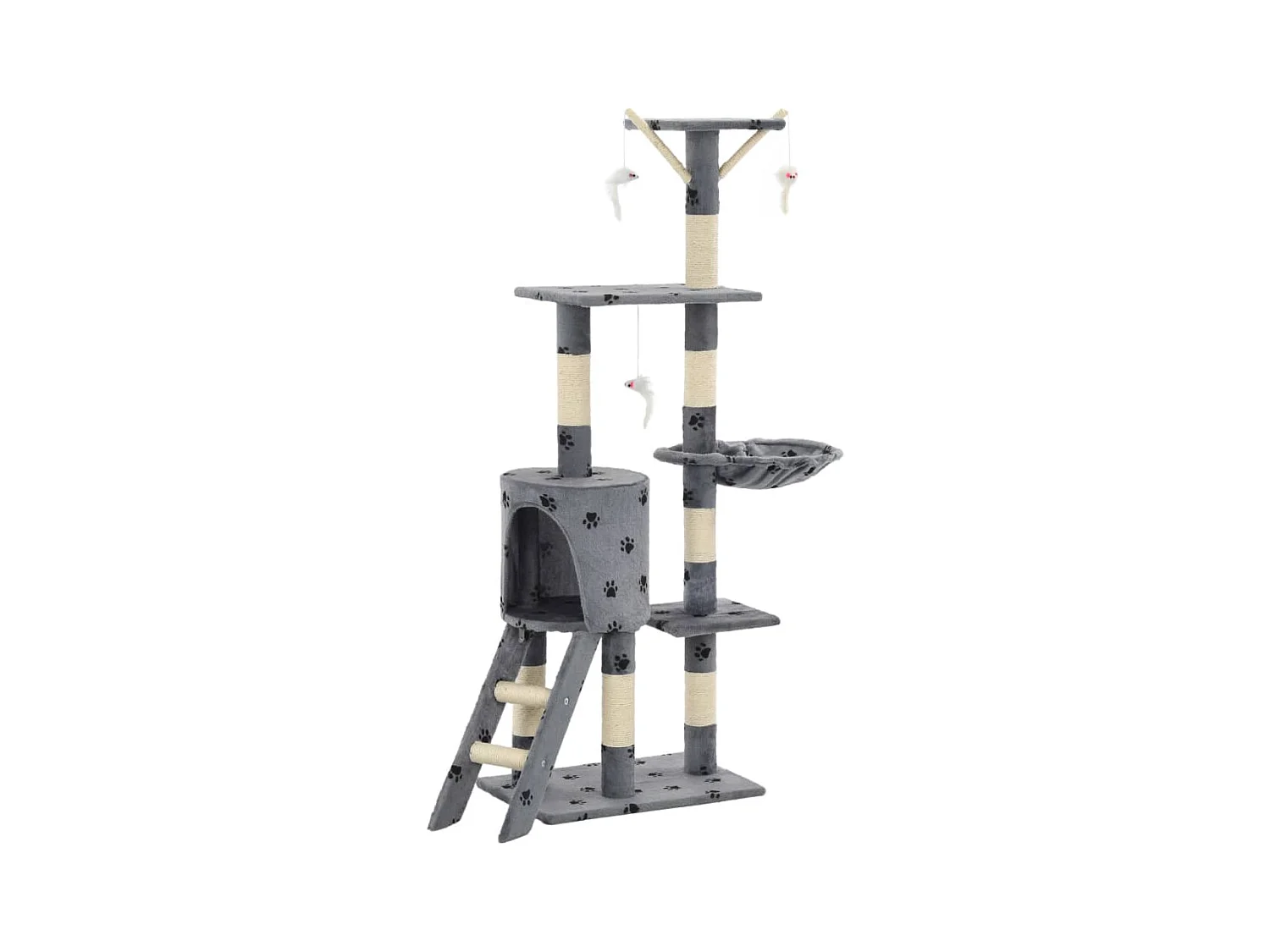 Nohr  Arbre à chat avec griffoir en sisal 138 cm Gris Motif de pattes