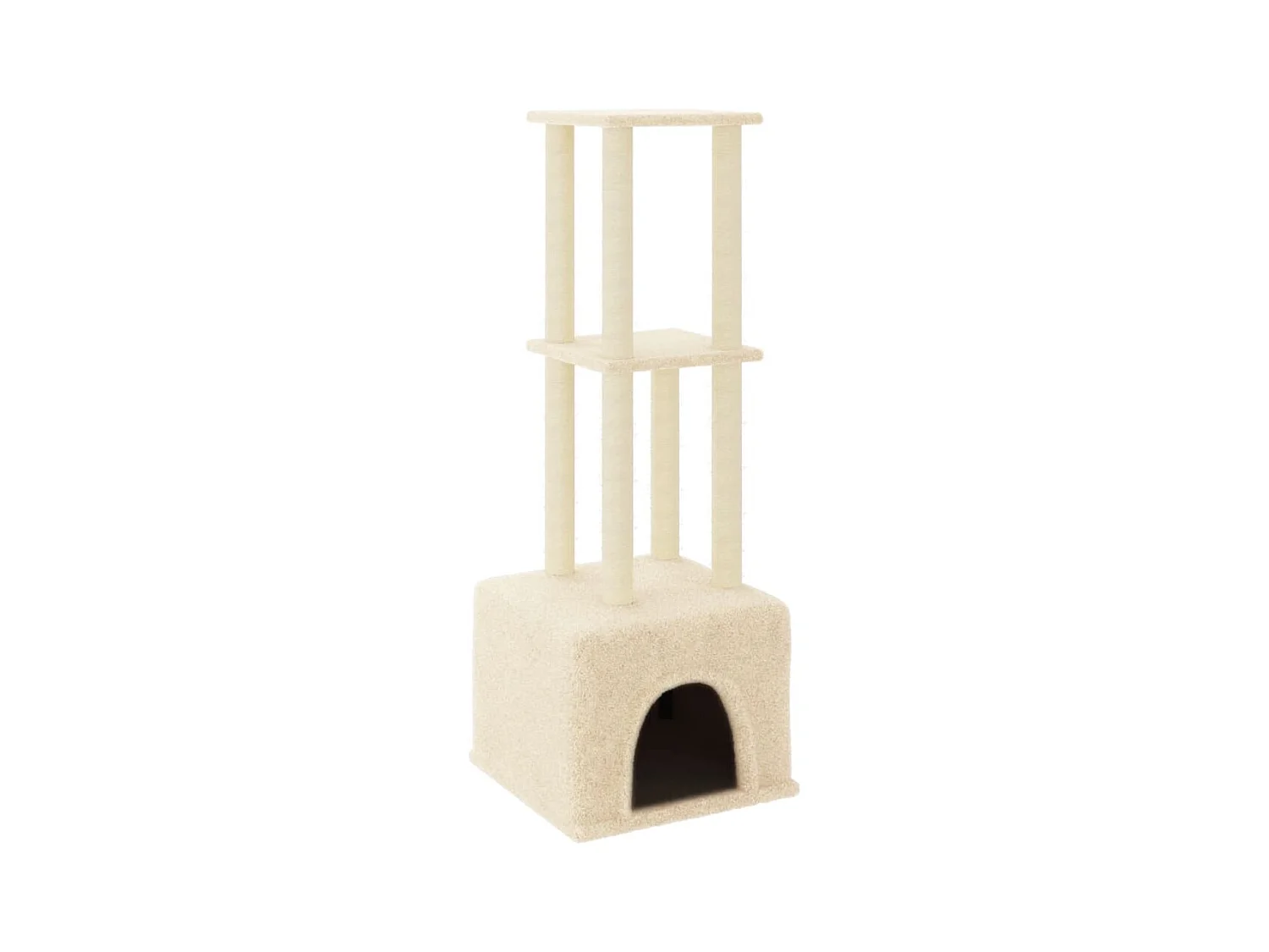 Hemiksem  Arbre à chat avec griffoirs en sisal Crème 133,5 cm