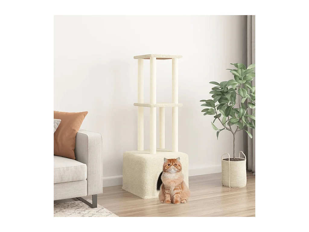 Hemiksem  Arbre à chat avec griffoirs en sisal Crème 133,5 cm