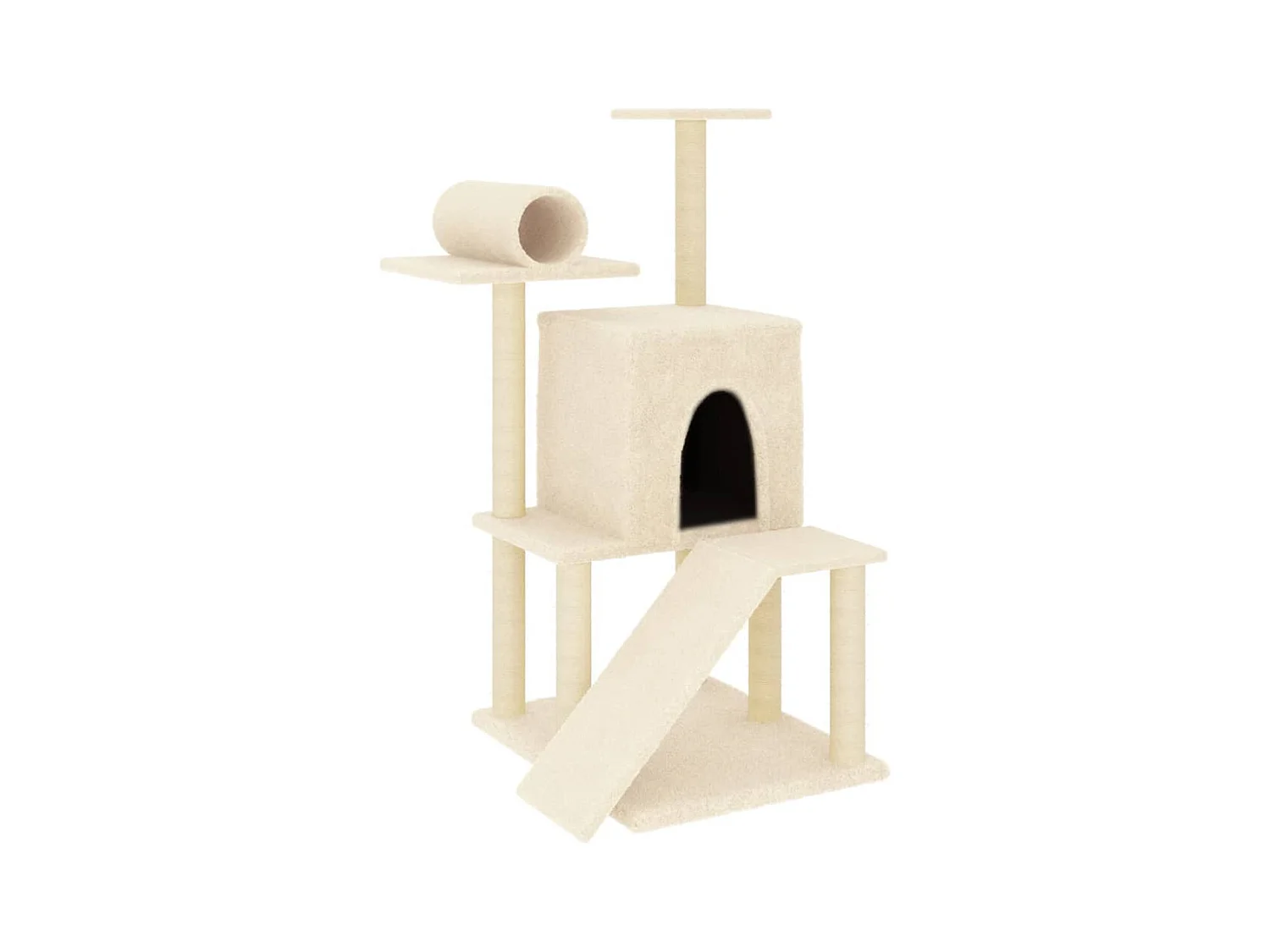 Jude  Arbre à chat avec griffoirs en sisal crème 110,5 cm