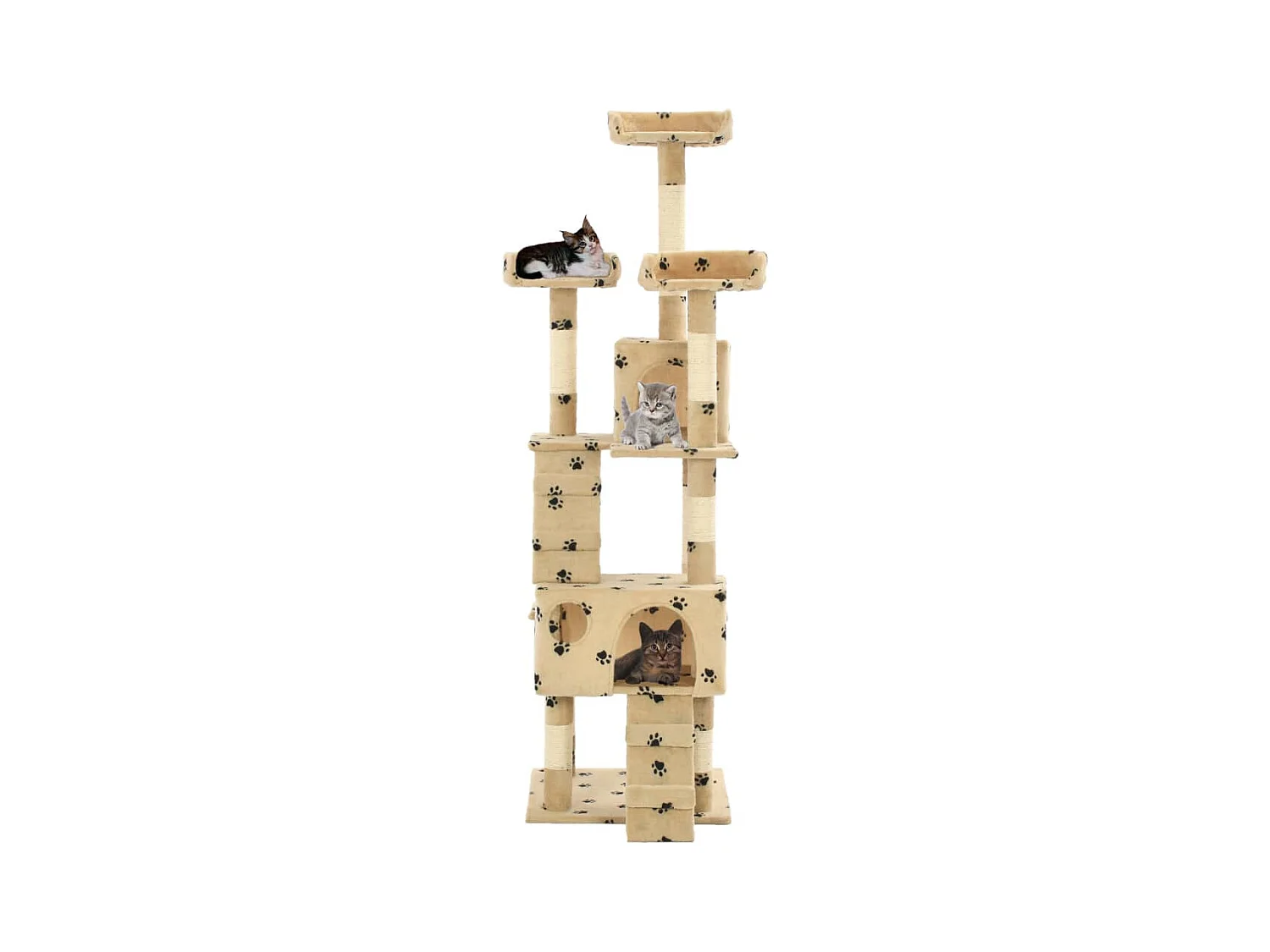 Nidrik  Arbre à chat et griffoirs en sisal 170 cm Beige Motif de pattes