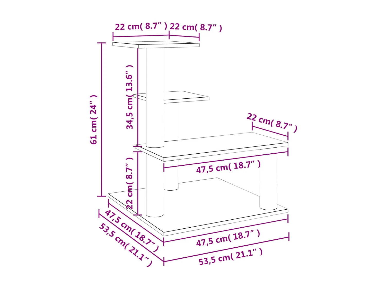 Ellisville  Arbre à chat avec griffoirs en sisal Gris foncé 61 cm