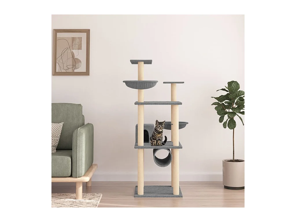 Jean-Maurice  Arbre à chat avec griffoirs en sisal gris clair 141 cm