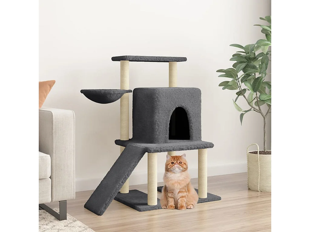 Anne-Lise  Arbre à chat avec griffoirs en sisal gris foncé 96,5 cm