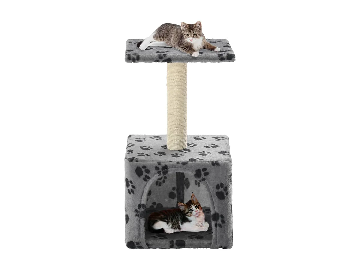 Sara Teresa  Rascador para gatos con poste de sisal 55 cm huellas beige