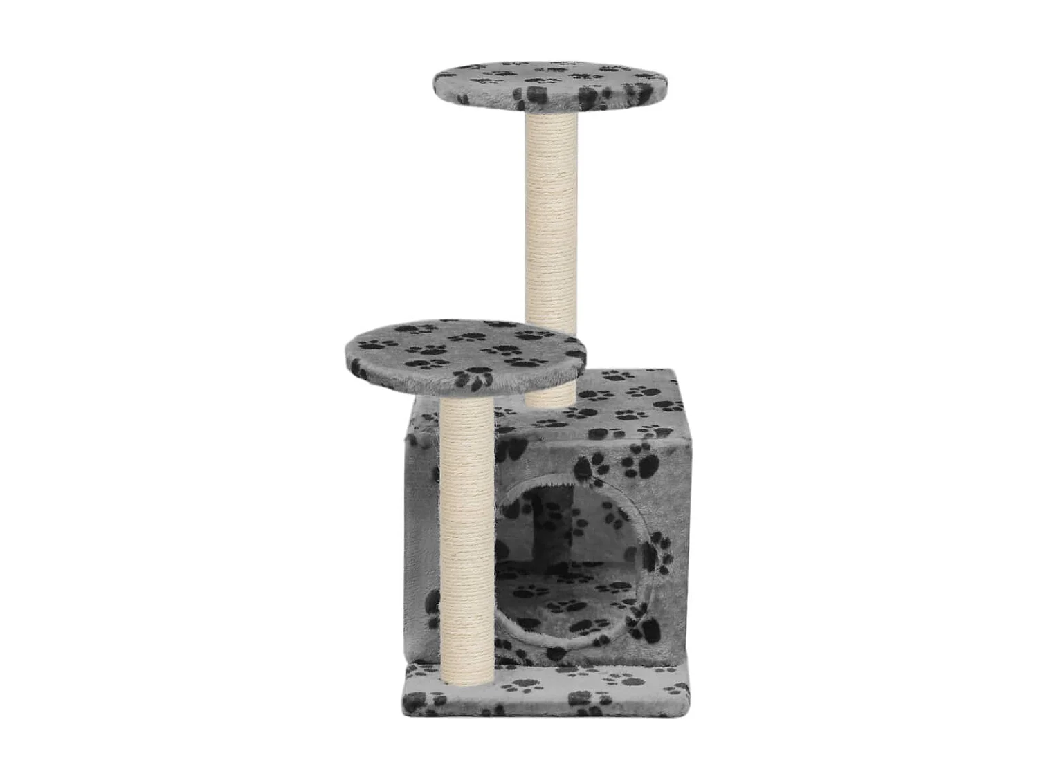 Alice Claire  Arbre à chat avec griffoir en sisal 60 cm Gris Motif de pattes