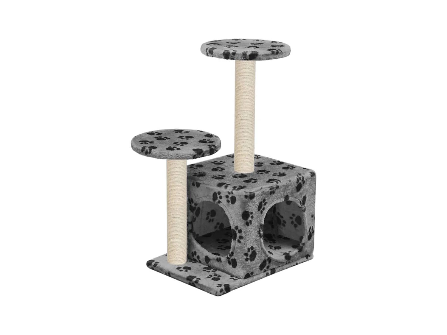 Alice Claire  Arbre à chat avec griffoir en sisal 60 cm Gris Motif de pattes