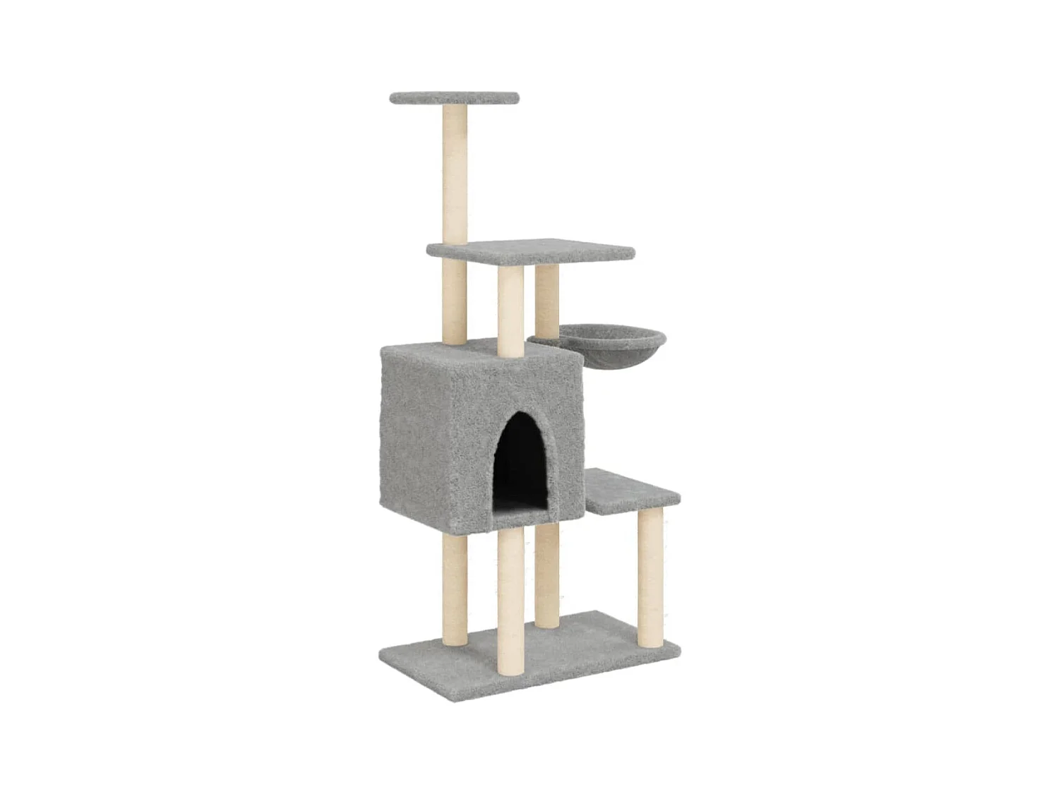 Goryn  Rascador para gatos con postes de sisal gris claro 131 cm