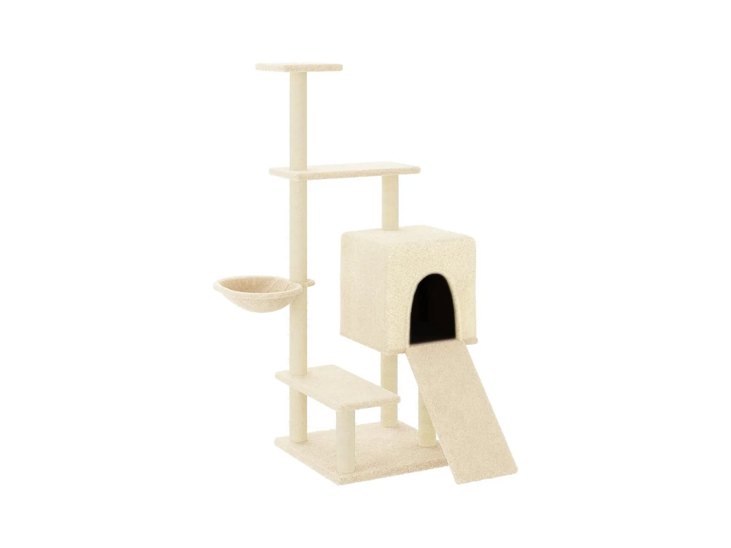 Louis-Pascal  Kattenmeubel met sisal krabpalen 130,5 cm crèmekleurig