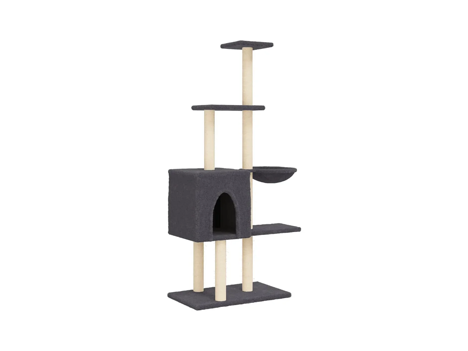 Broughton  Arbre à chat avec griffoirs en sisal Gris foncé 145 cm