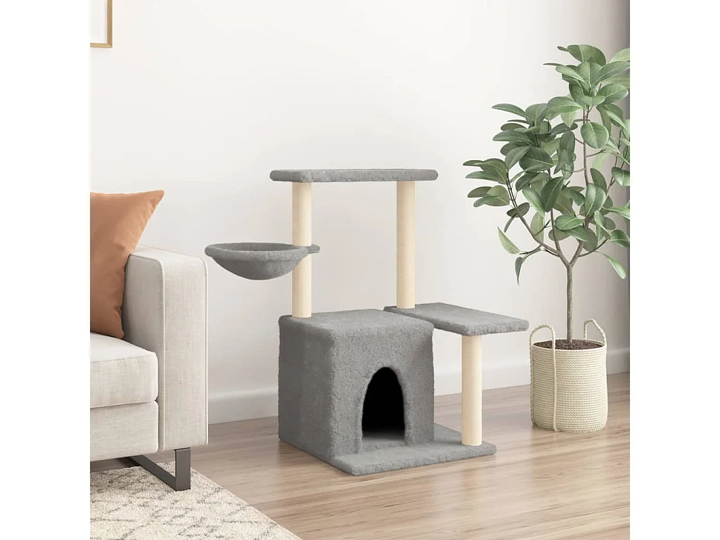 Hildborg  Arbre à chat avec griffoirs en sisal Gris clair 83 cm