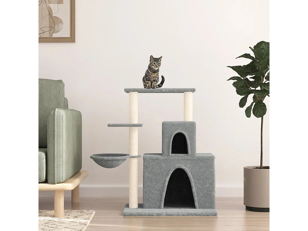 Fort Leonard Wood  Arbre à chat avec griffoirs en sisal Gris clair 83 cm