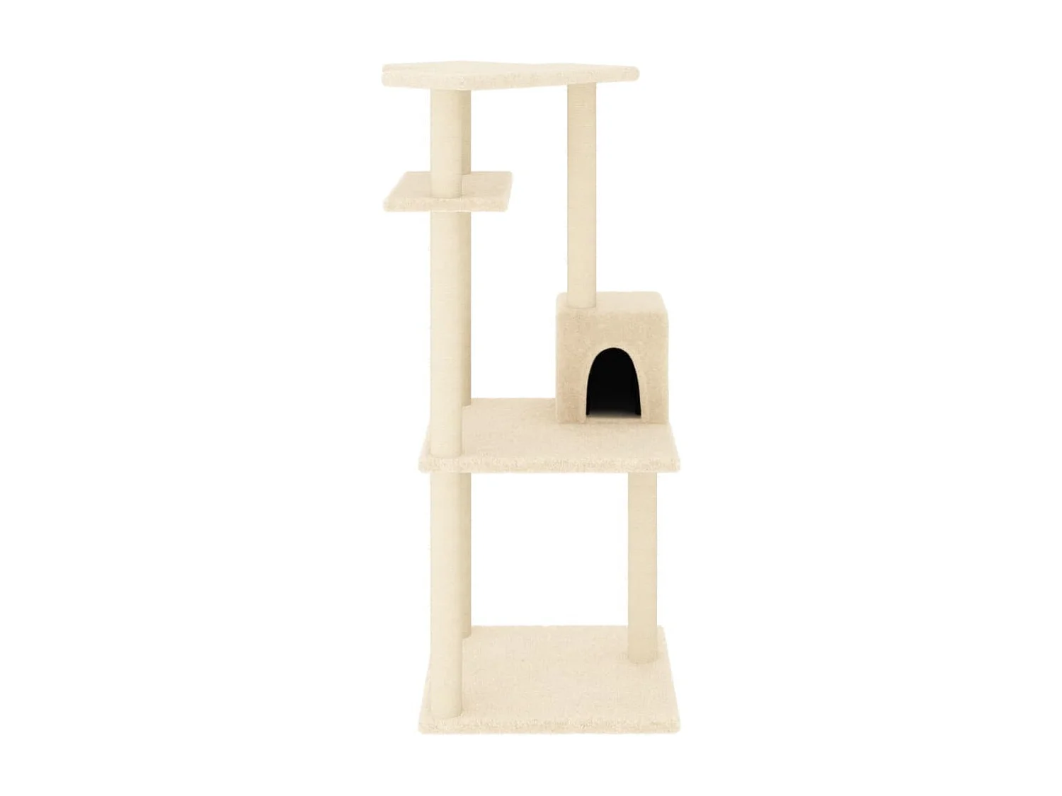 Gudleikr  Arbre à chat avec griffoirs en sisal crème 123 cm