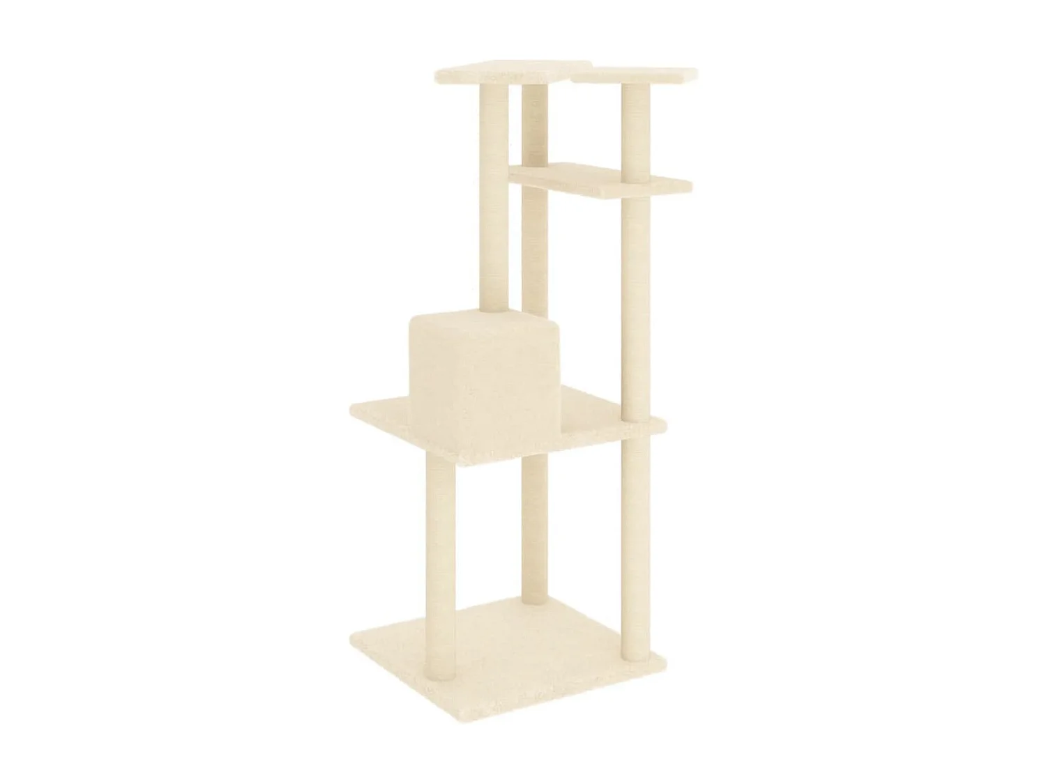 Gudleikr  Arbre à chat avec griffoirs en sisal crème 123 cm