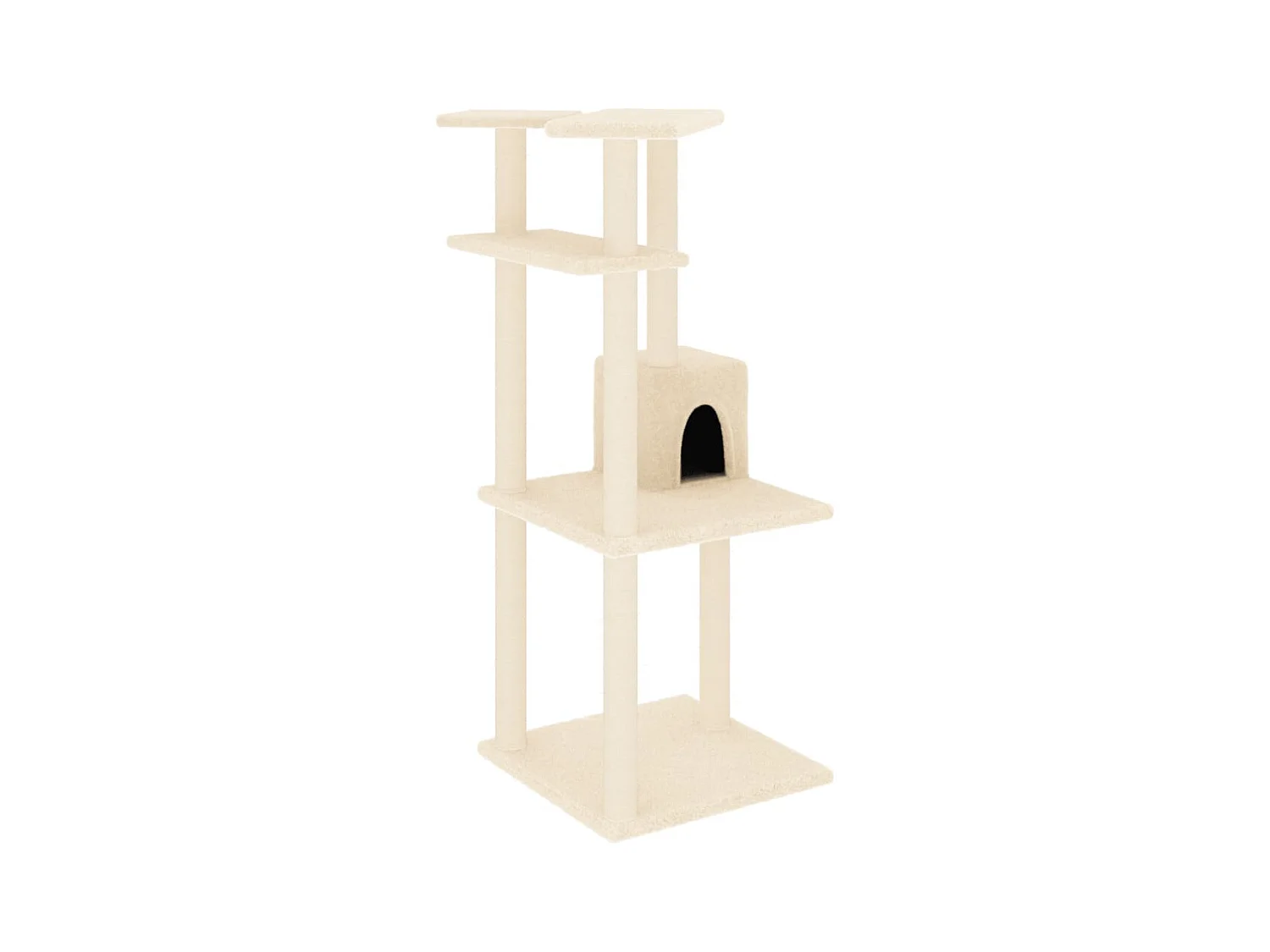 Gudleikr  Arbre à chat avec griffoirs en sisal crème 123 cm