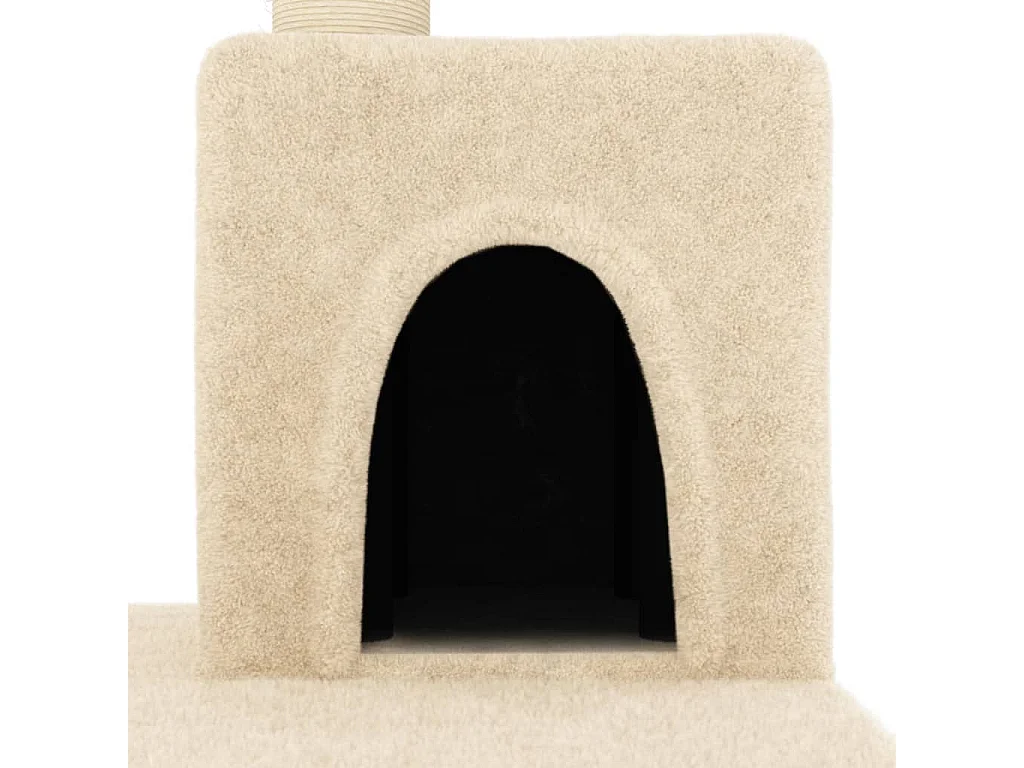 Gudleikr  Arbre à chat avec griffoirs en sisal crème 123 cm
