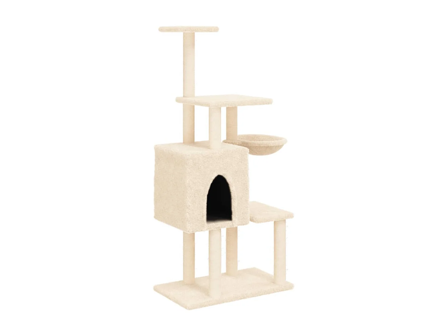 Goryn  Arbre à chat avec griffoirs en sisal Crème 131 cm