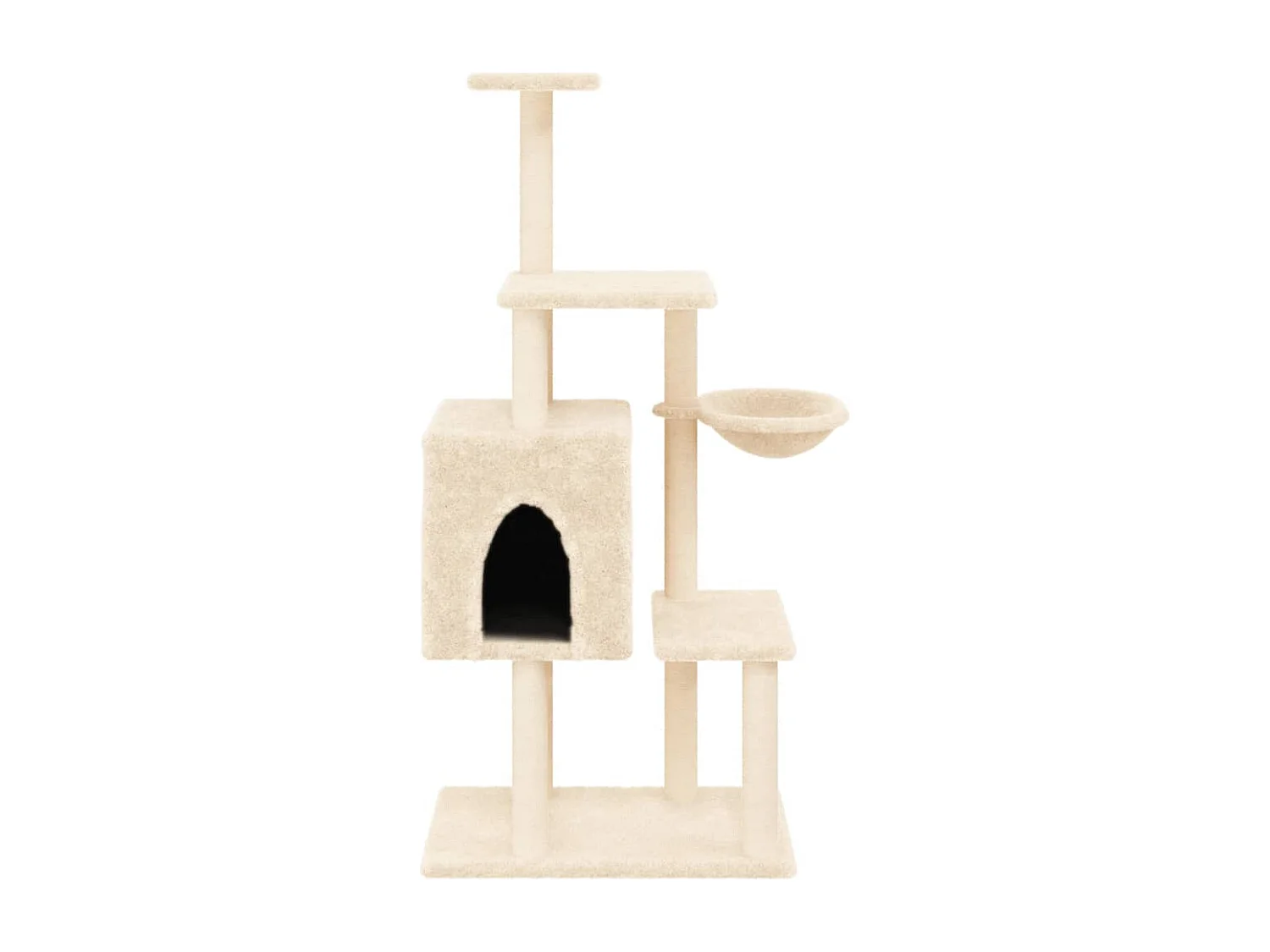 Goryn  Arbre à chat avec griffoirs en sisal Crème 131 cm