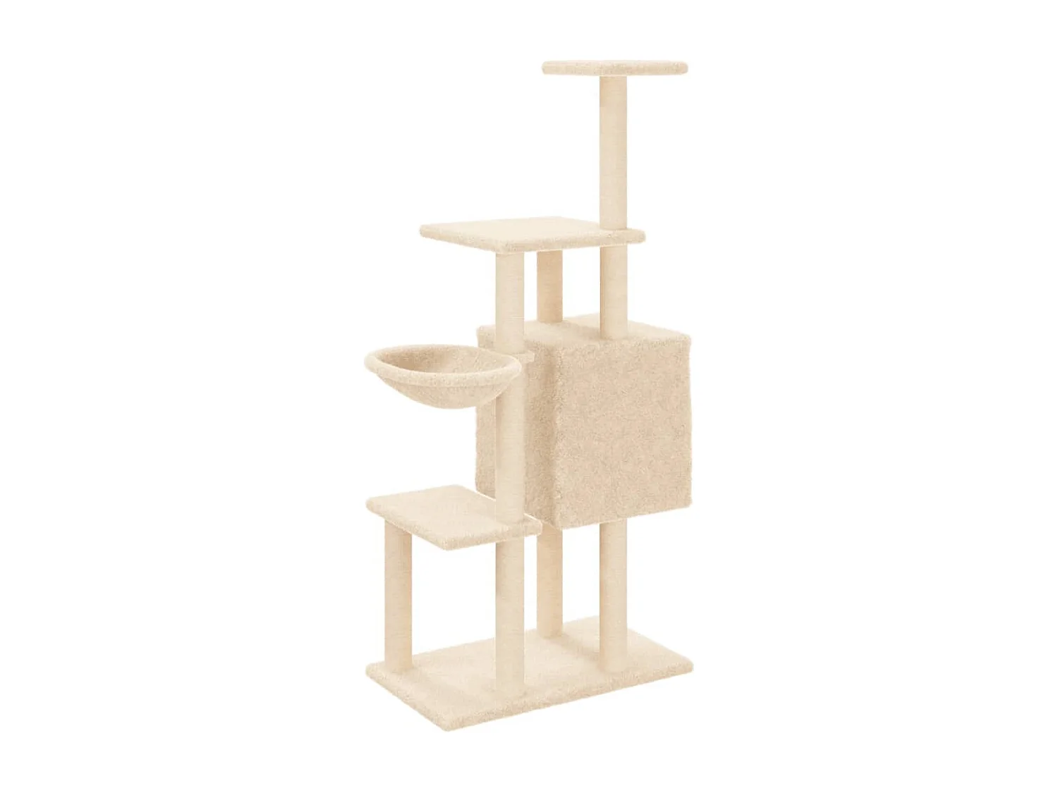 Goryn  Arbre à chat avec griffoirs en sisal Crème 131 cm