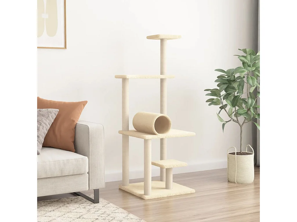 Volya  Arbre à chat avec griffoirs en sisal crème 136 cm