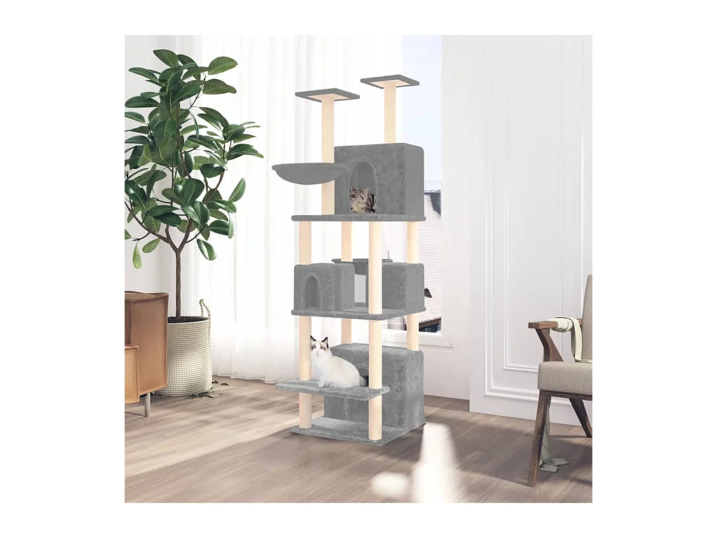 Lorya  Arbre à chat avec griffoirs en sisal Gris clair 180 cm