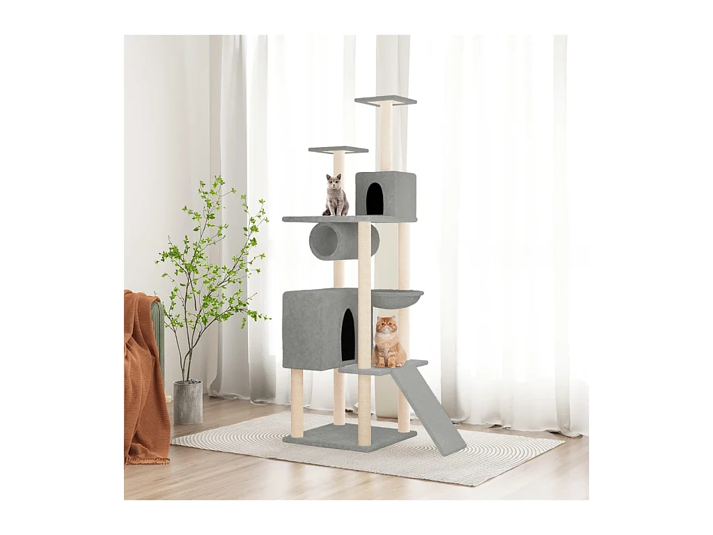 Claire-Adélaïde  Arbre à chat avec griffoirs en sisal Gris clair 168 cm